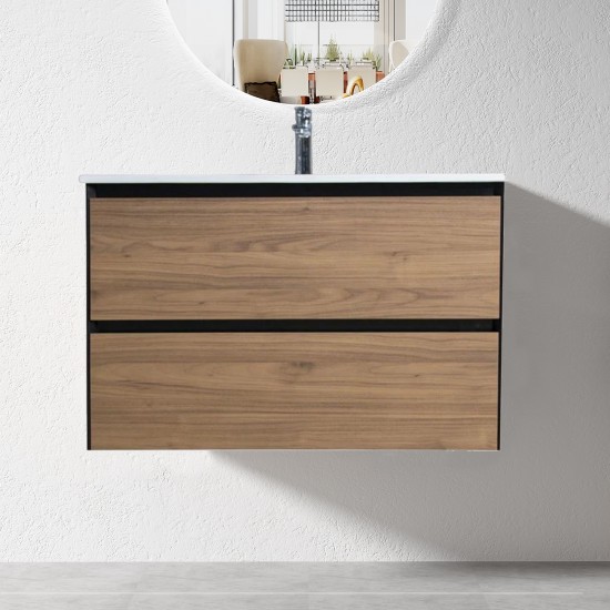 900mm Plywood Wall Hung Vanity With Ceramic Basin 